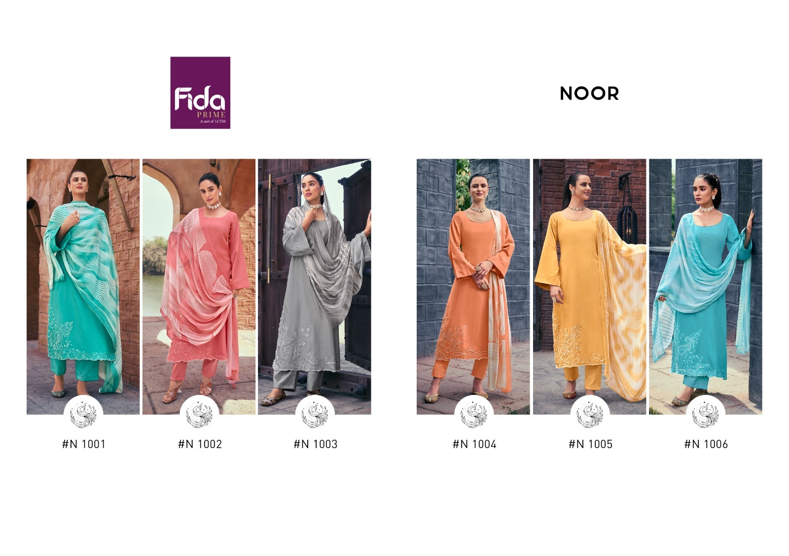 Fida noor lawn satin exclusive look salwar suit catalog