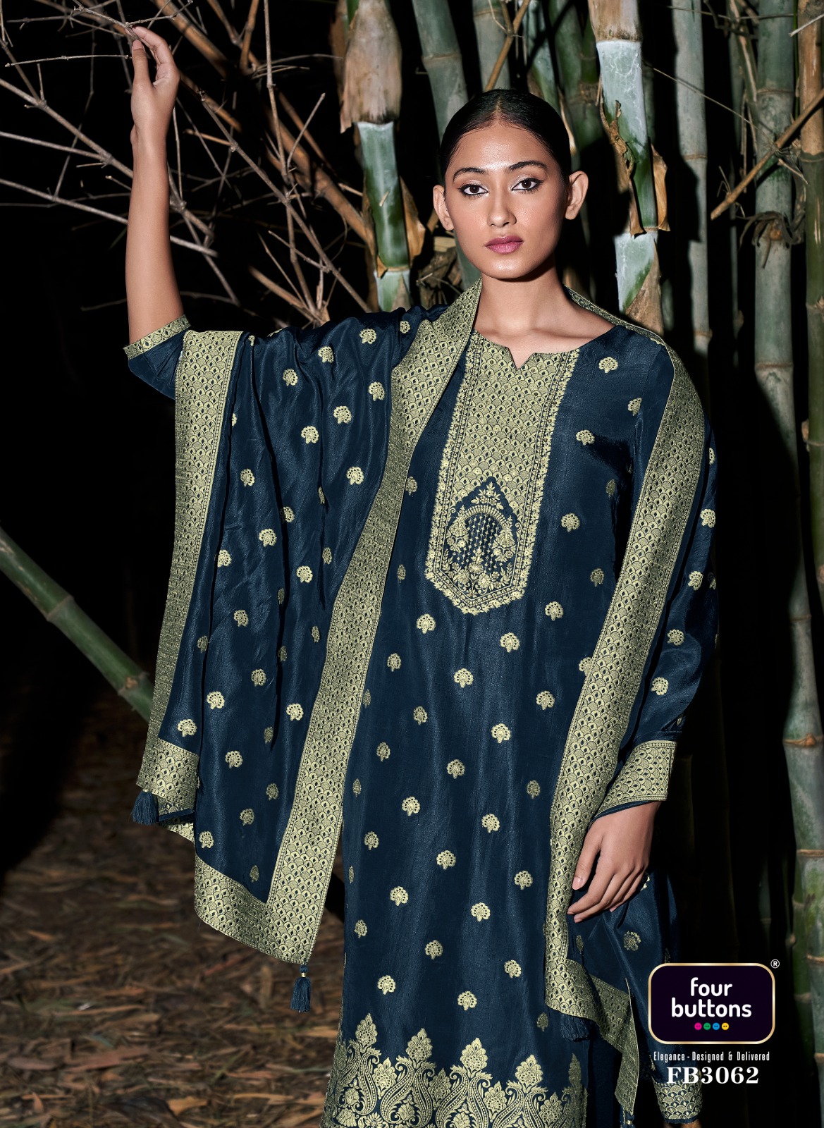 four buttons seher viscose silk attrective look top bottom with dupatta catalog