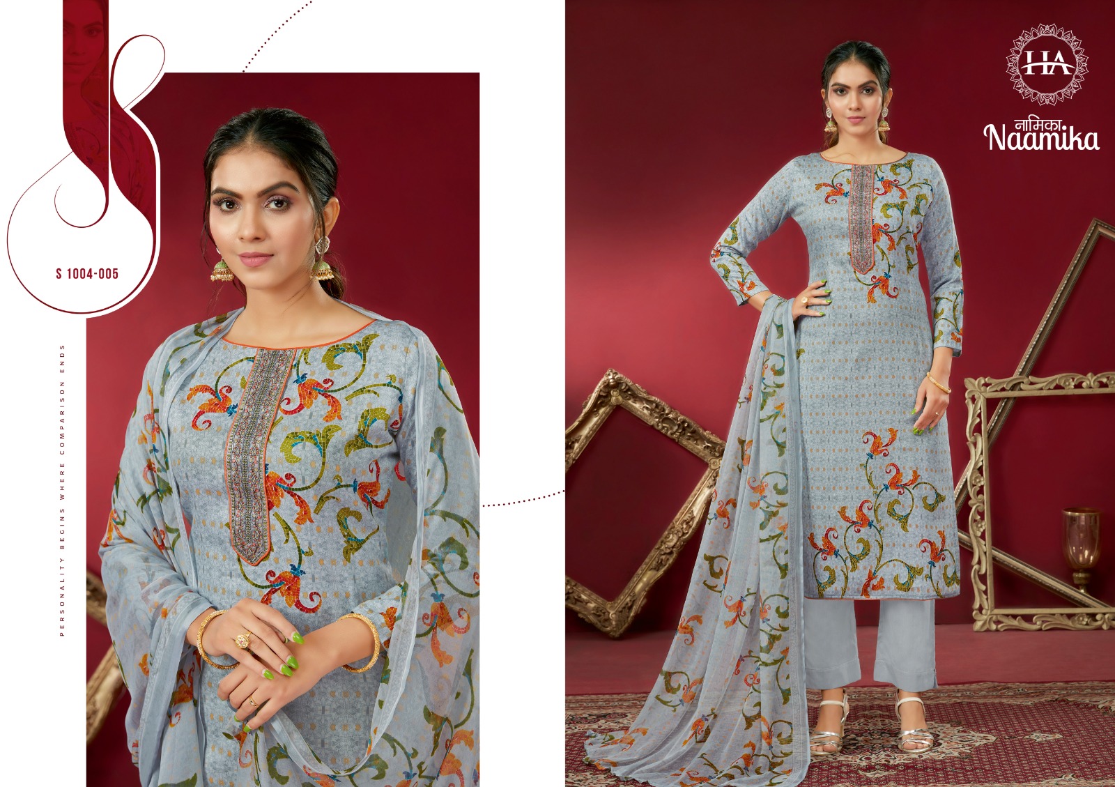 harshit fashion naamika zam cotton regal look salwar suit catalog