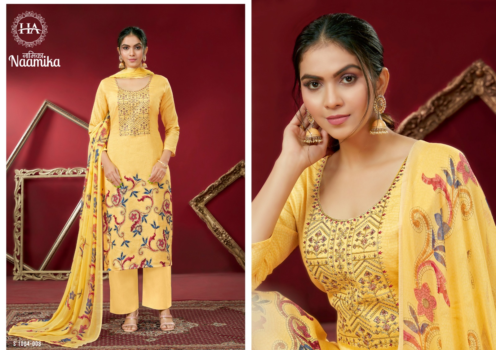 harshit fashion naamika zam cotton regal look salwar suit catalog