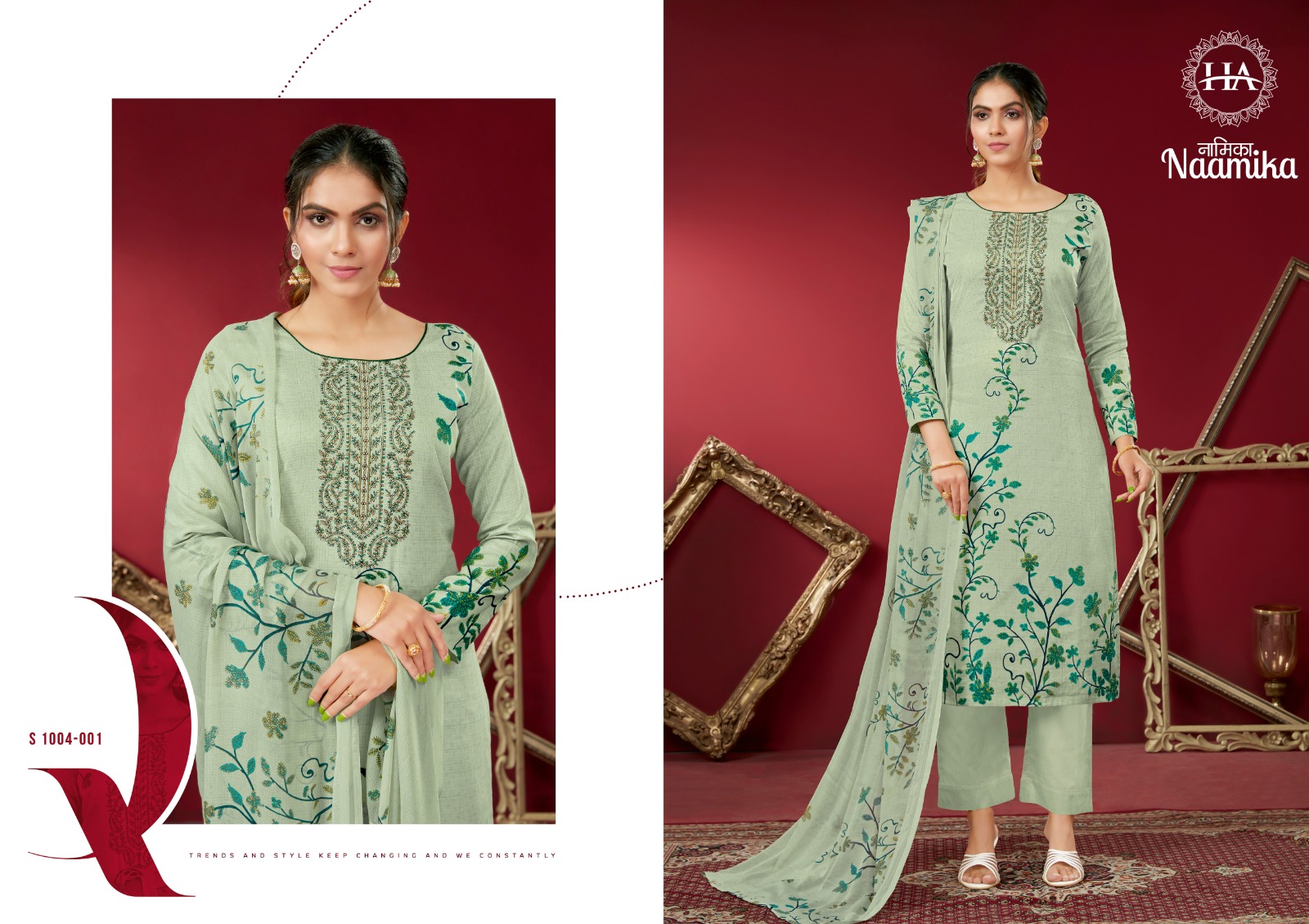 harshit fashion naamika zam cotton regal look salwar suit catalog