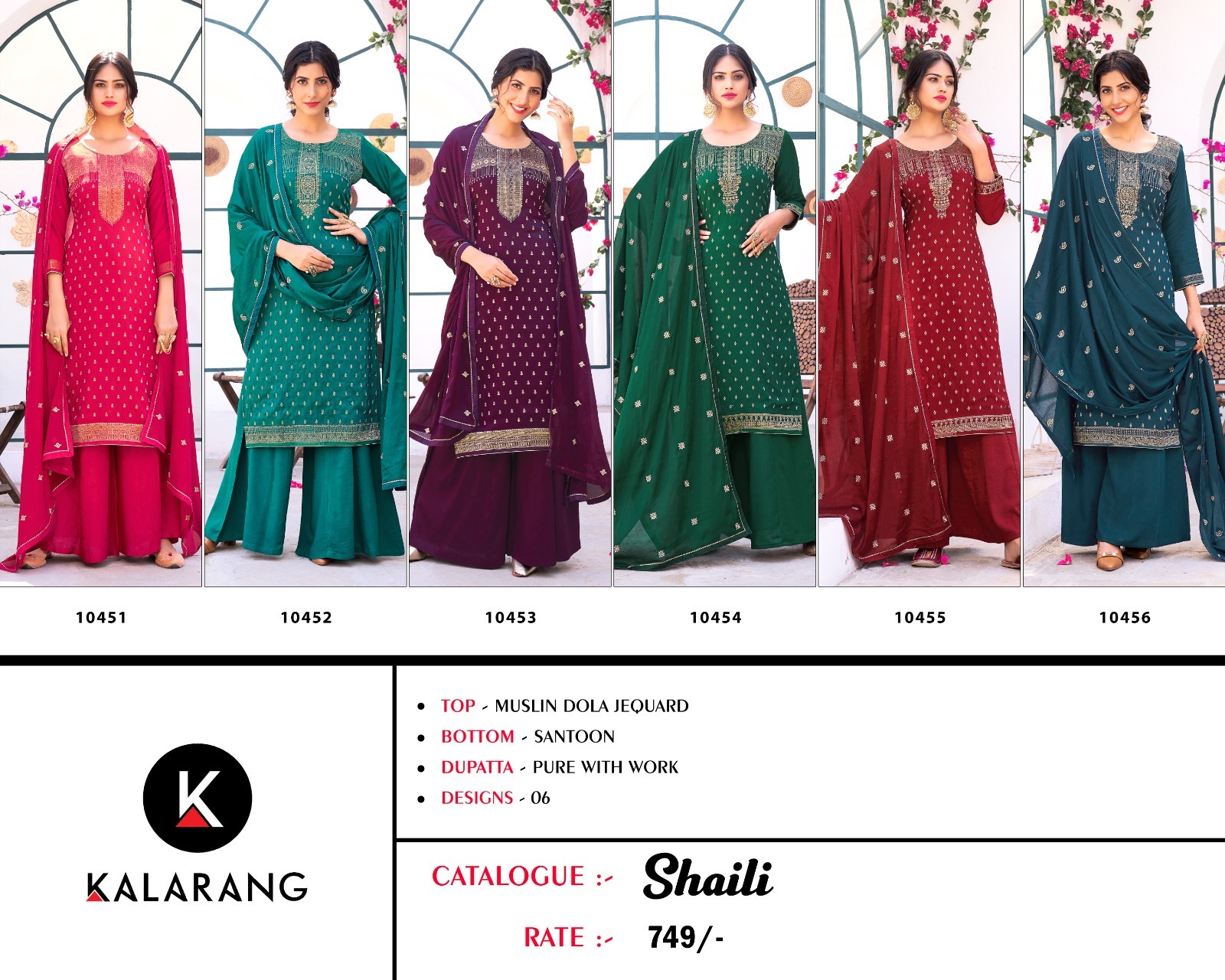 kalarang shaili muslin decent look salwar suit catalog