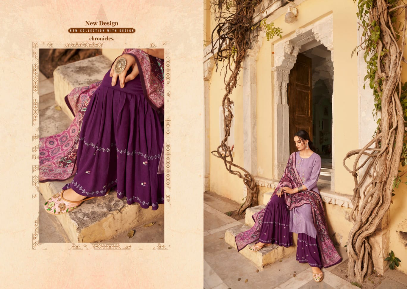 kalaroop by kajree glorious  fancy decent embroidery look  top pant with dupatta catalog