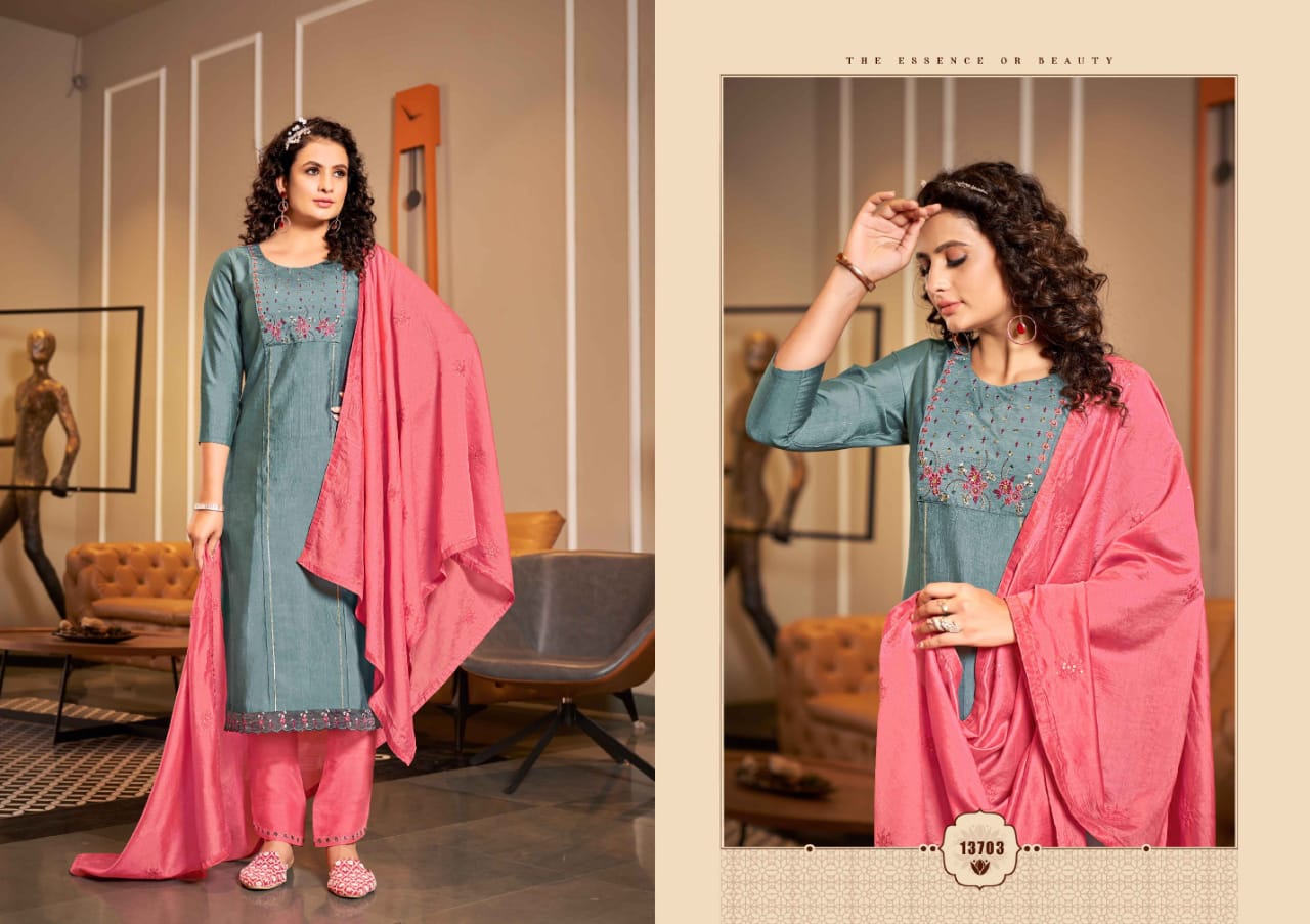 kalaroop by kajree zara rayon new and modern style top bottom with dupatta catalog