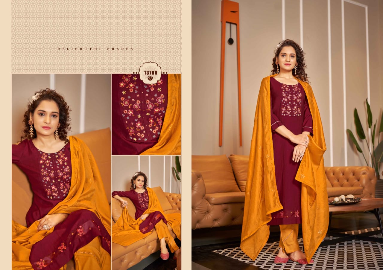 kalaroop by kajree zara rayon new and modern style top bottom with dupatta catalog