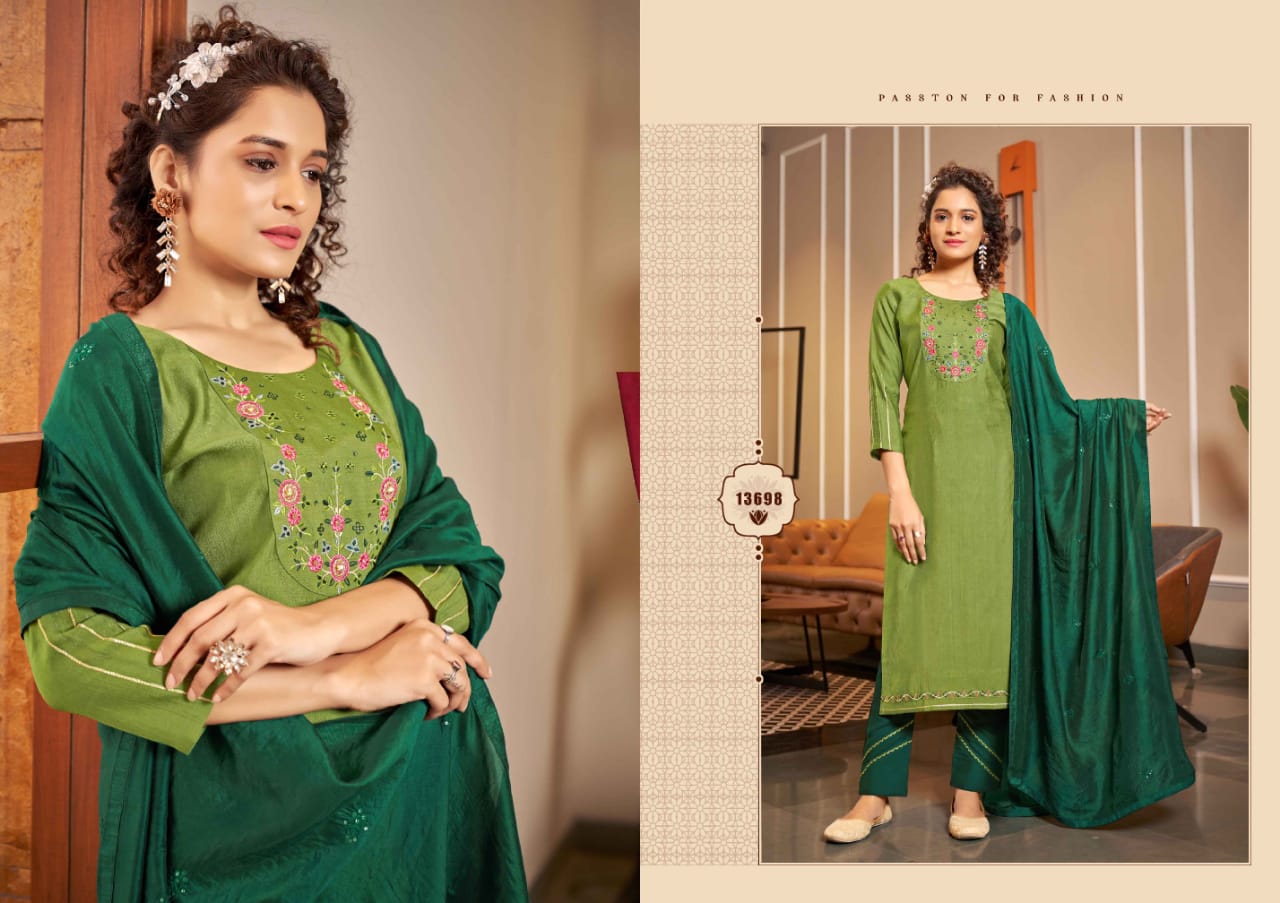 kalaroop by kajree zara rayon new and modern style top bottom with dupatta catalog