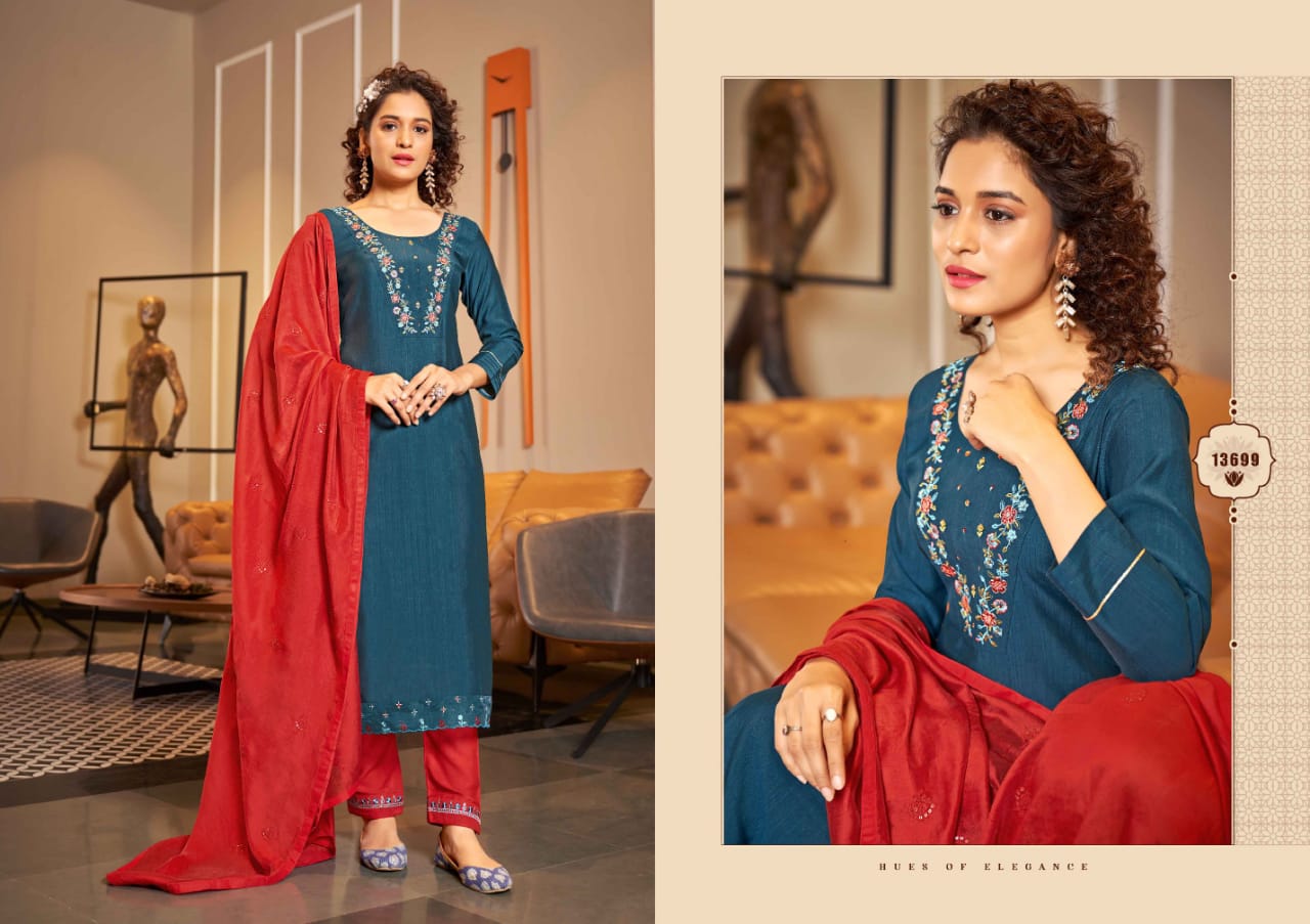 kalaroop by kajree zara rayon new and modern style top bottom with dupatta catalog