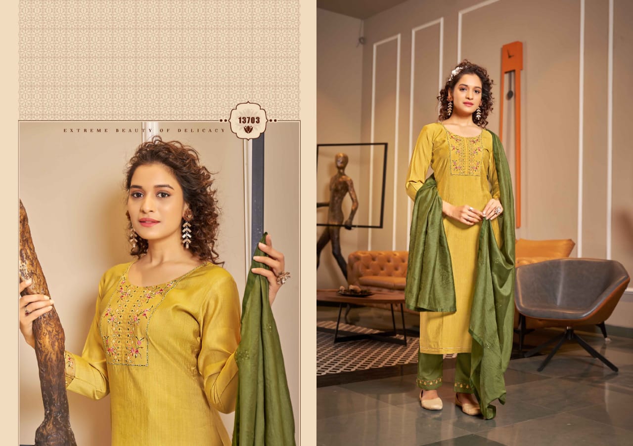 kalaroop by kajree zara rayon new and modern style top bottom with dupatta catalog