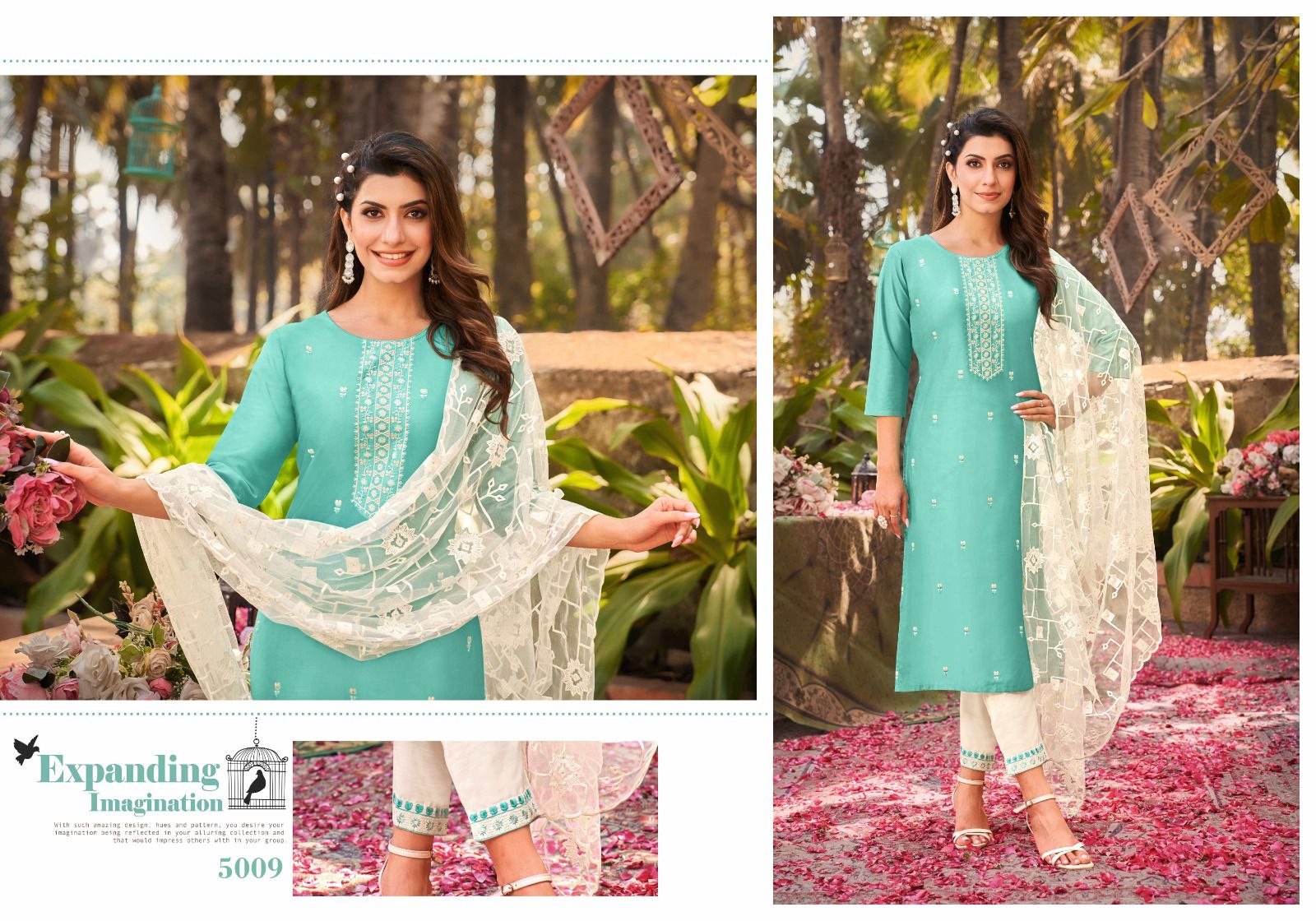 kasmeera  kasino vol 5 viscose gorgeous look top bottom with dupatta catalog