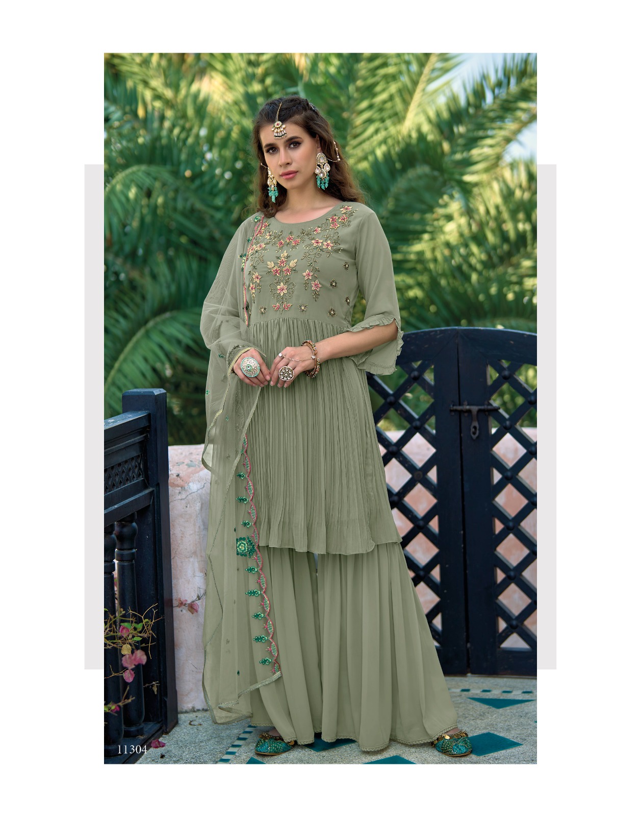 lily and lali mehrama georgette gorgeous look top bottom with dupatta catalog