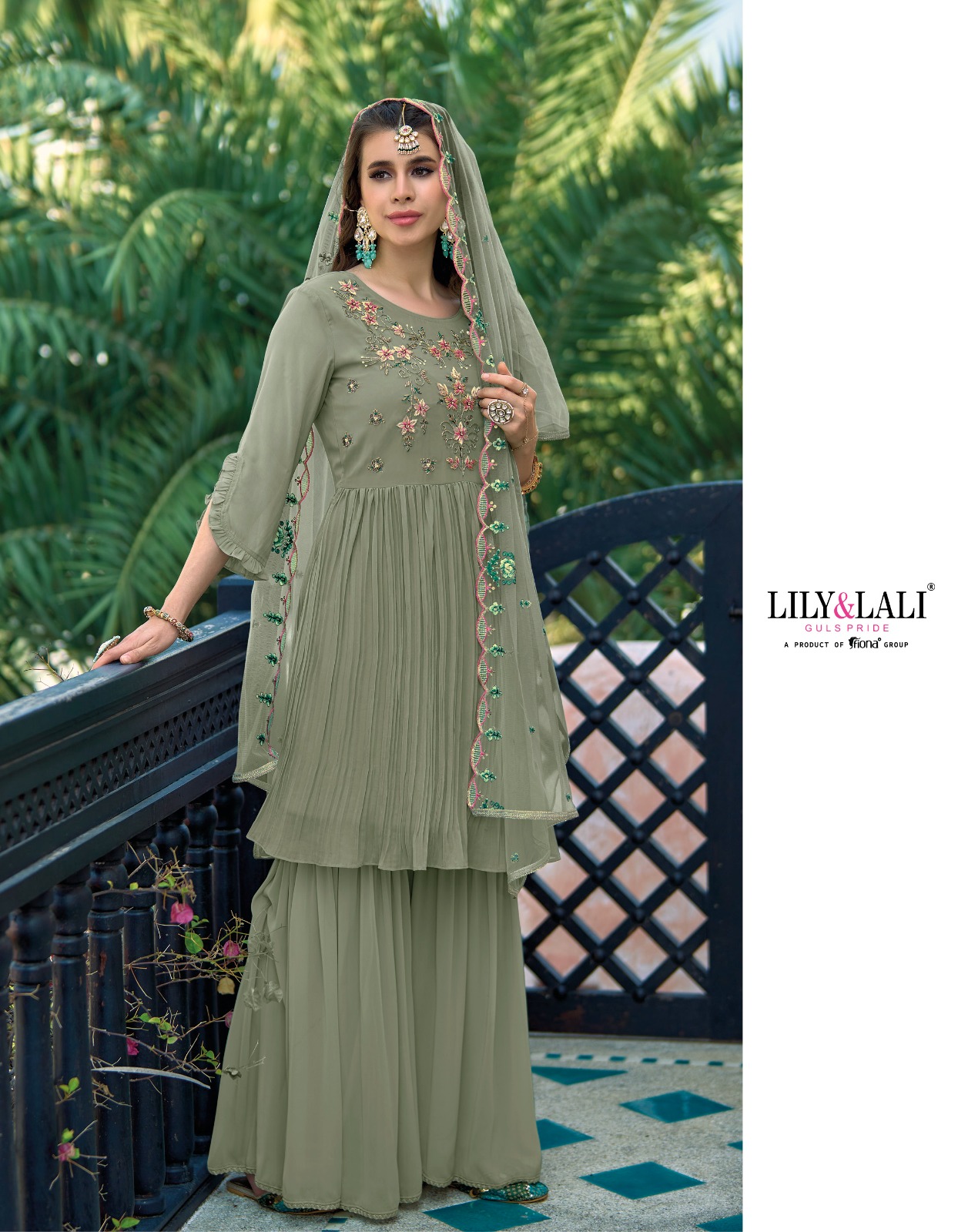 lily and lali mehrama georgette gorgeous look top bottom with dupatta catalog