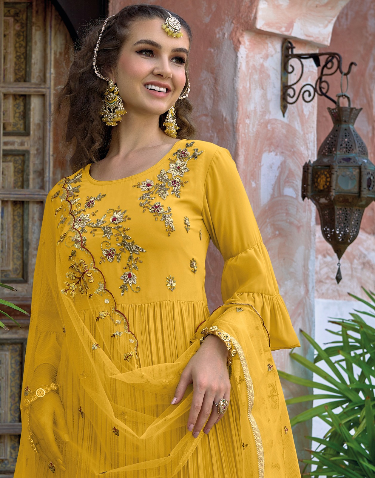 lily and lali mehrama georgette gorgeous look top bottom with dupatta catalog