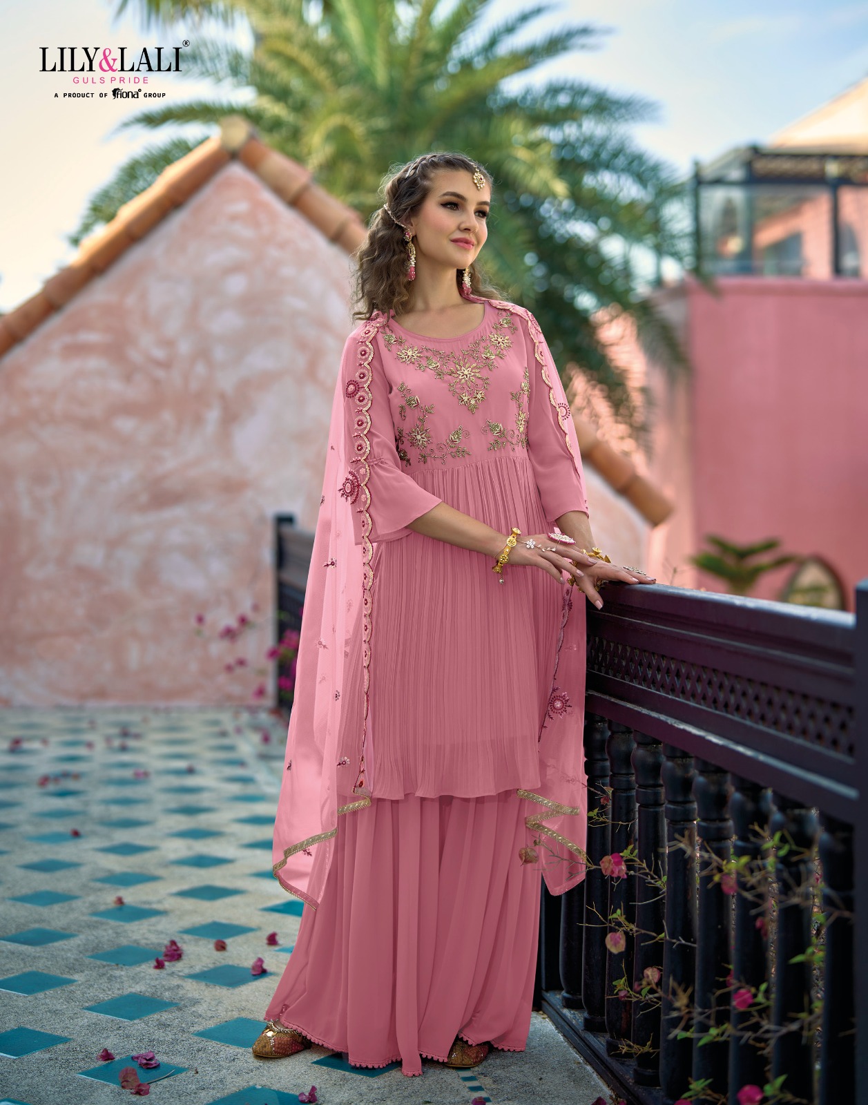 lily and lali mehrama georgette gorgeous look top bottom with dupatta catalog