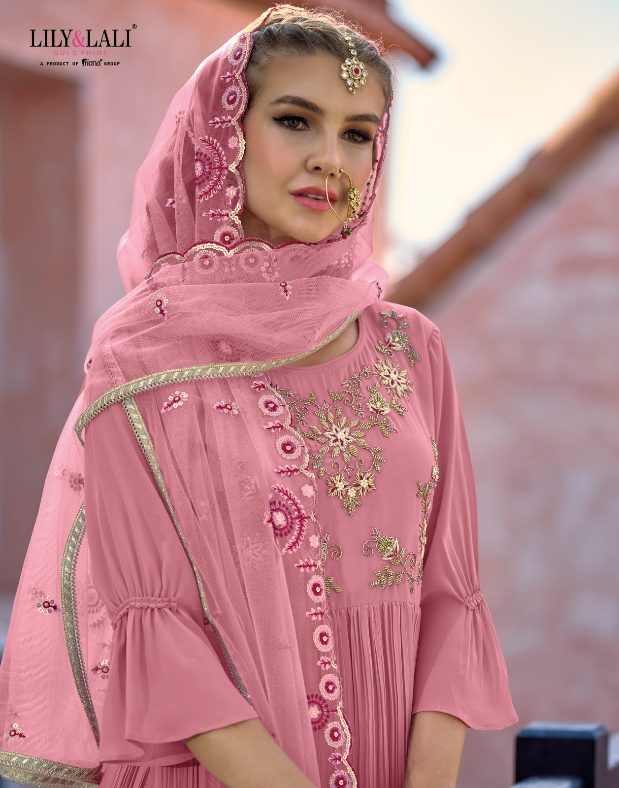 lily and lali mehrama georgette gorgeous look top bottom with dupatta catalog