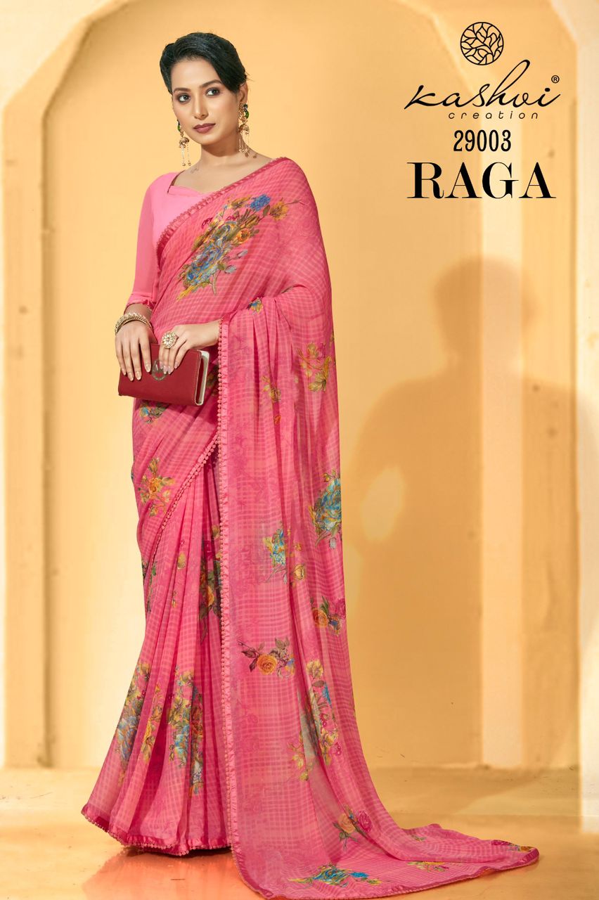 lt kashvi creation raga georgette exclusive print saree catalog