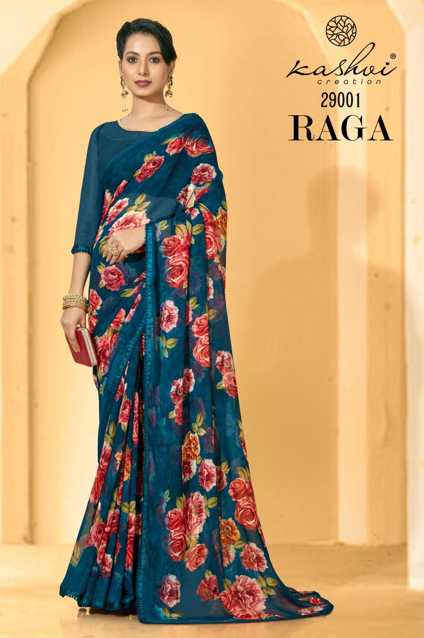 lt kashvi creation raga georgette exclusive print saree catalog