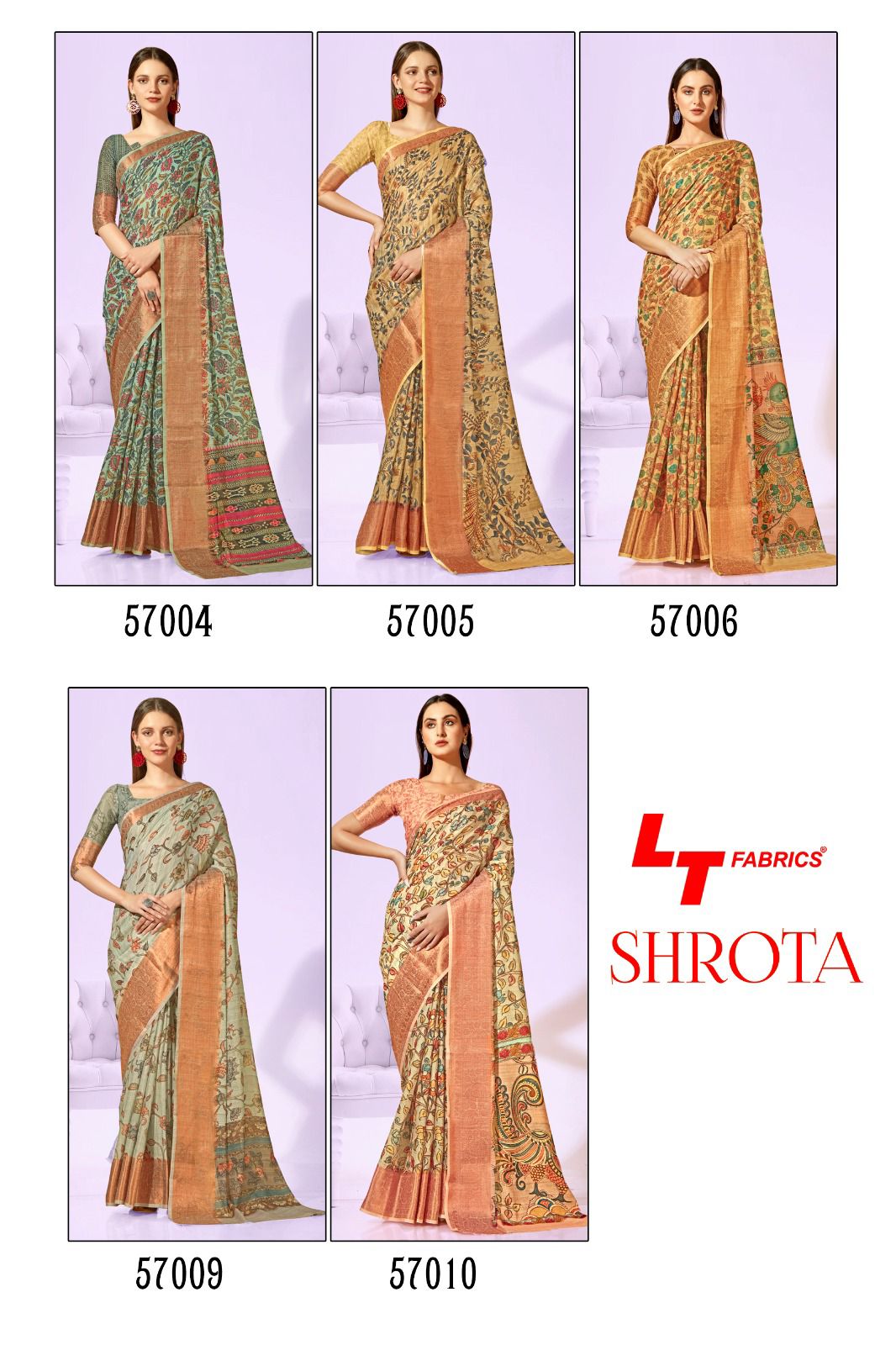 lt kashvi creation shrota linen silk exclusives print saree catalog