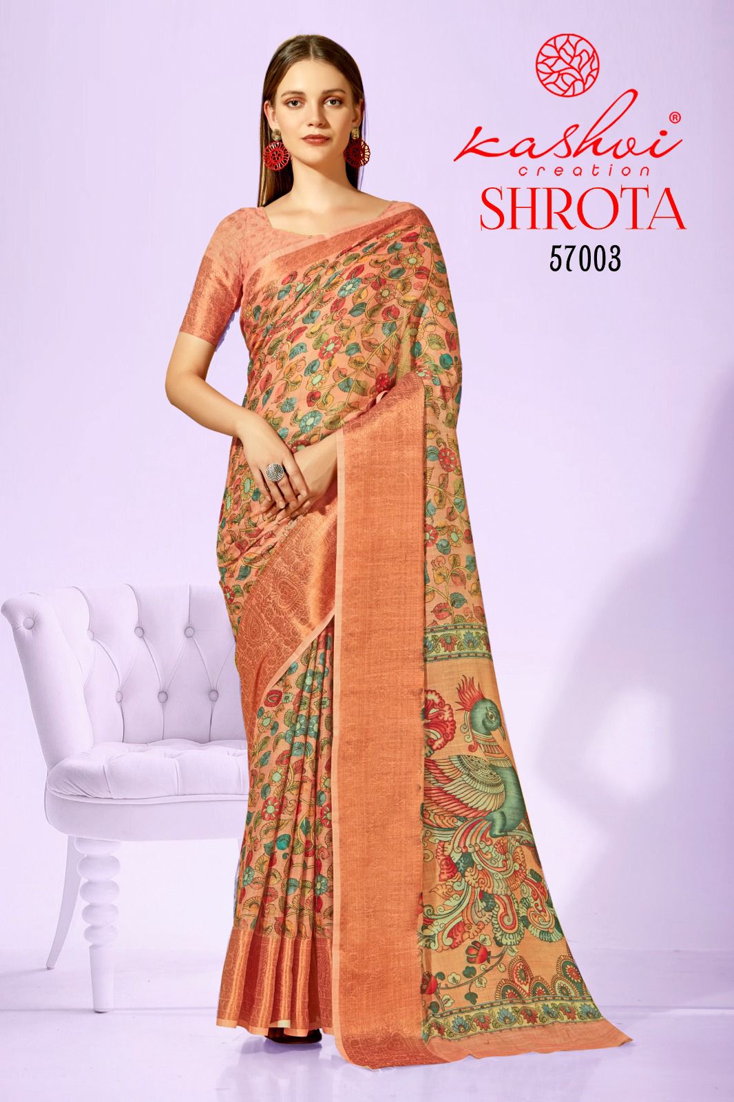 lt kashvi creation shrota linen silk exclusives print saree catalog