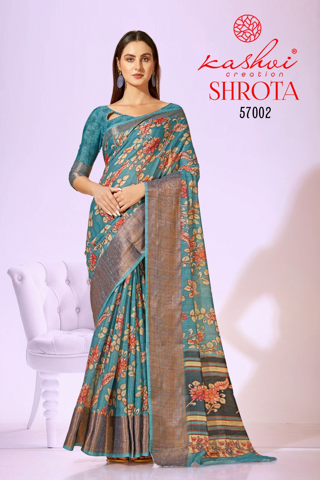 lt kashvi creation shrota linen silk exclusives print saree catalog