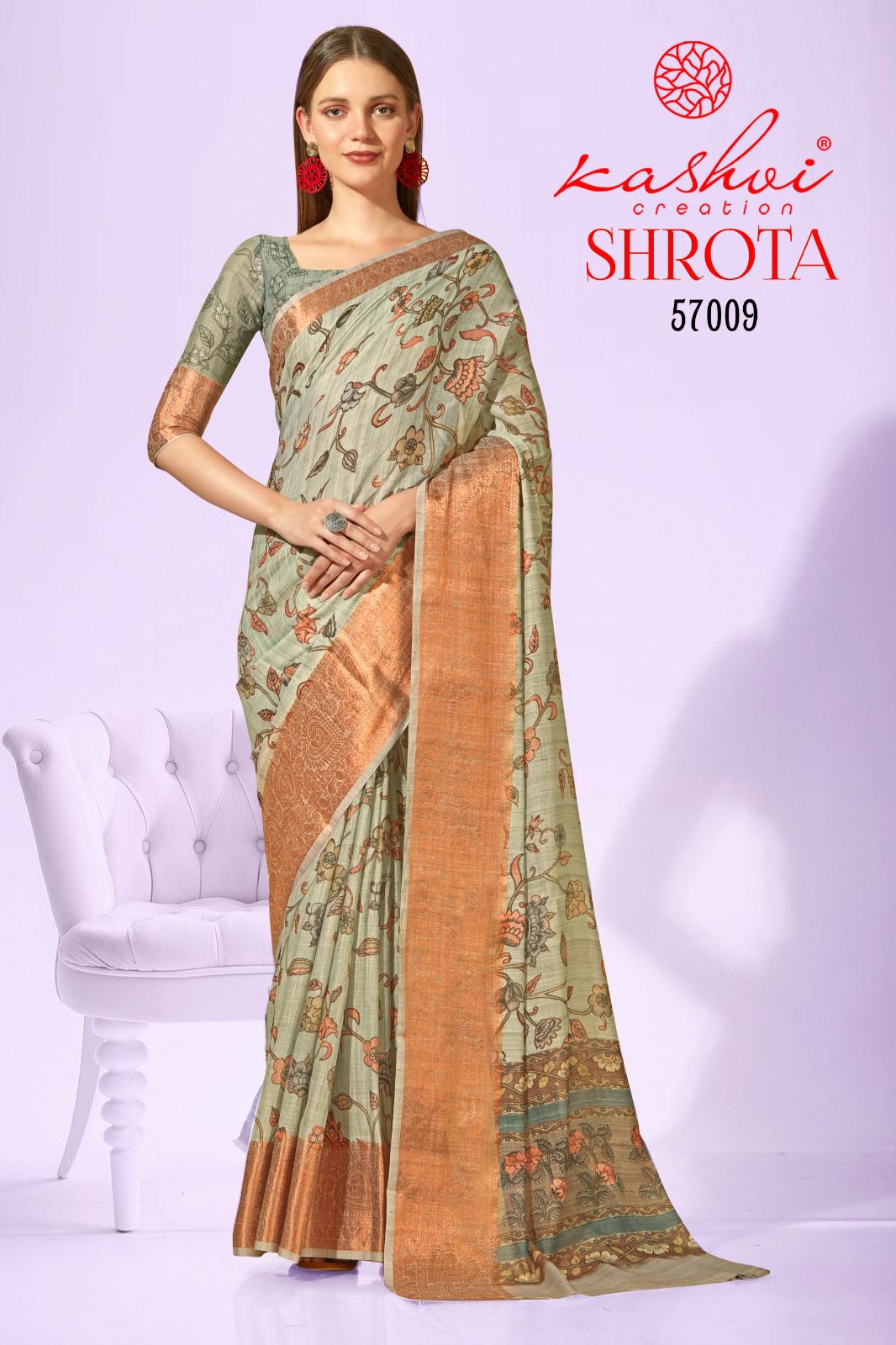 lt kashvi creation shrota linen silk exclusives print saree catalog