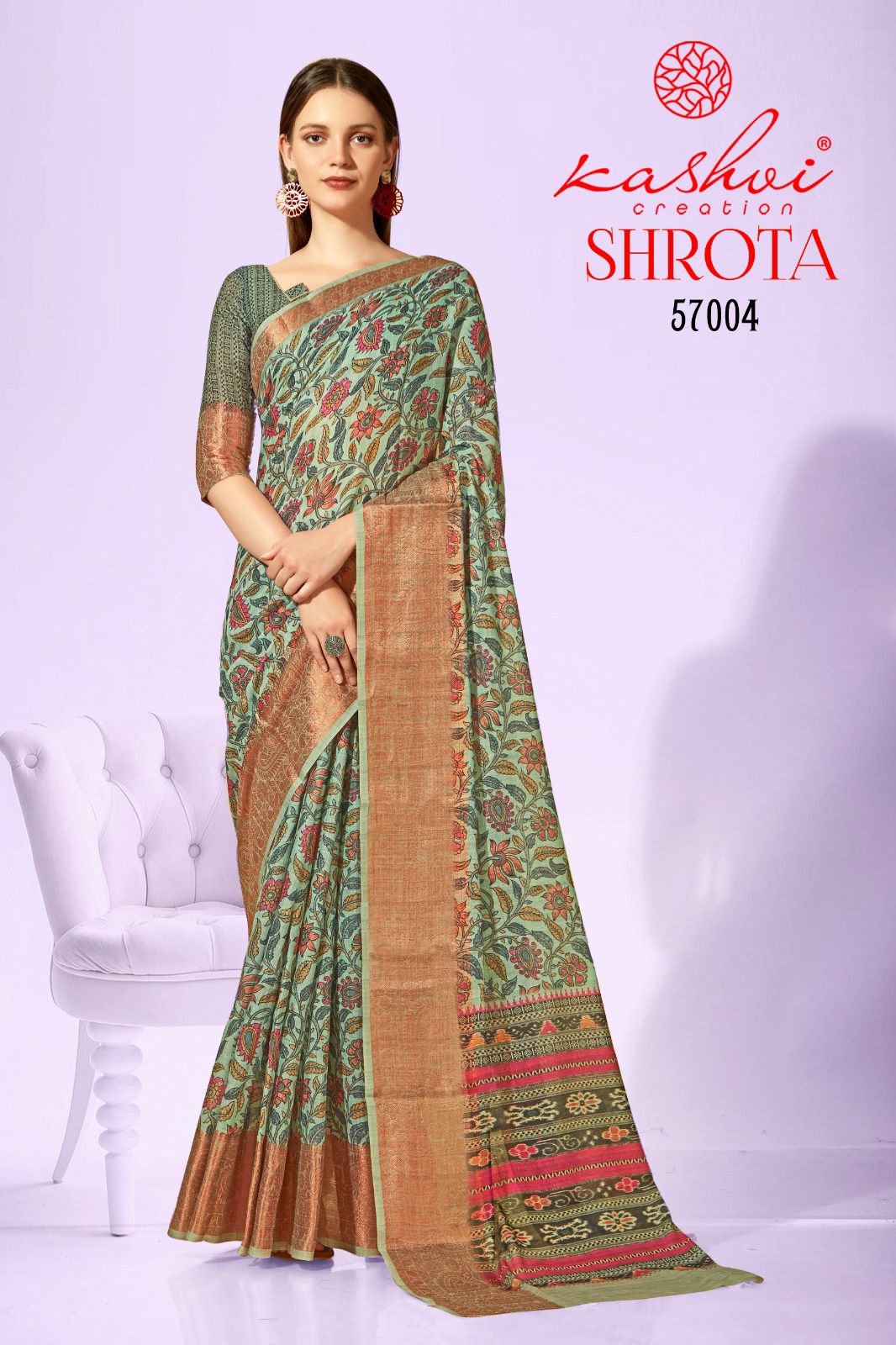 lt kashvi creation shrota linen silk exclusives print saree catalog