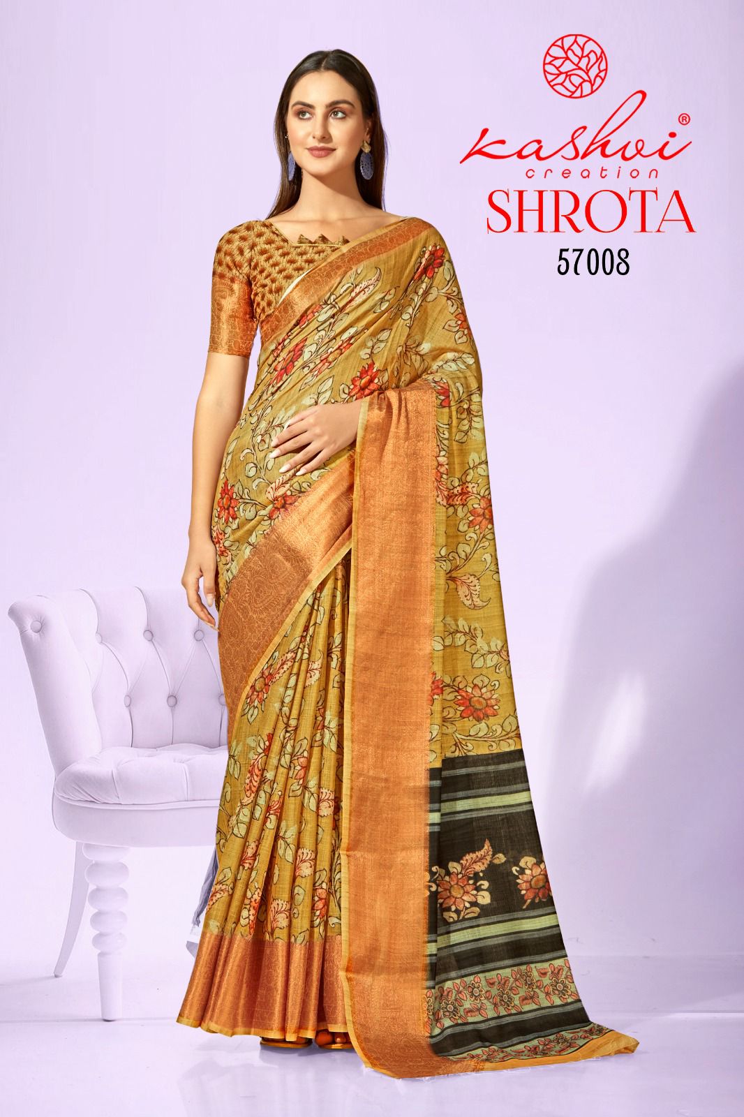 lt kashvi creation shrota linen silk exclusives print saree catalog