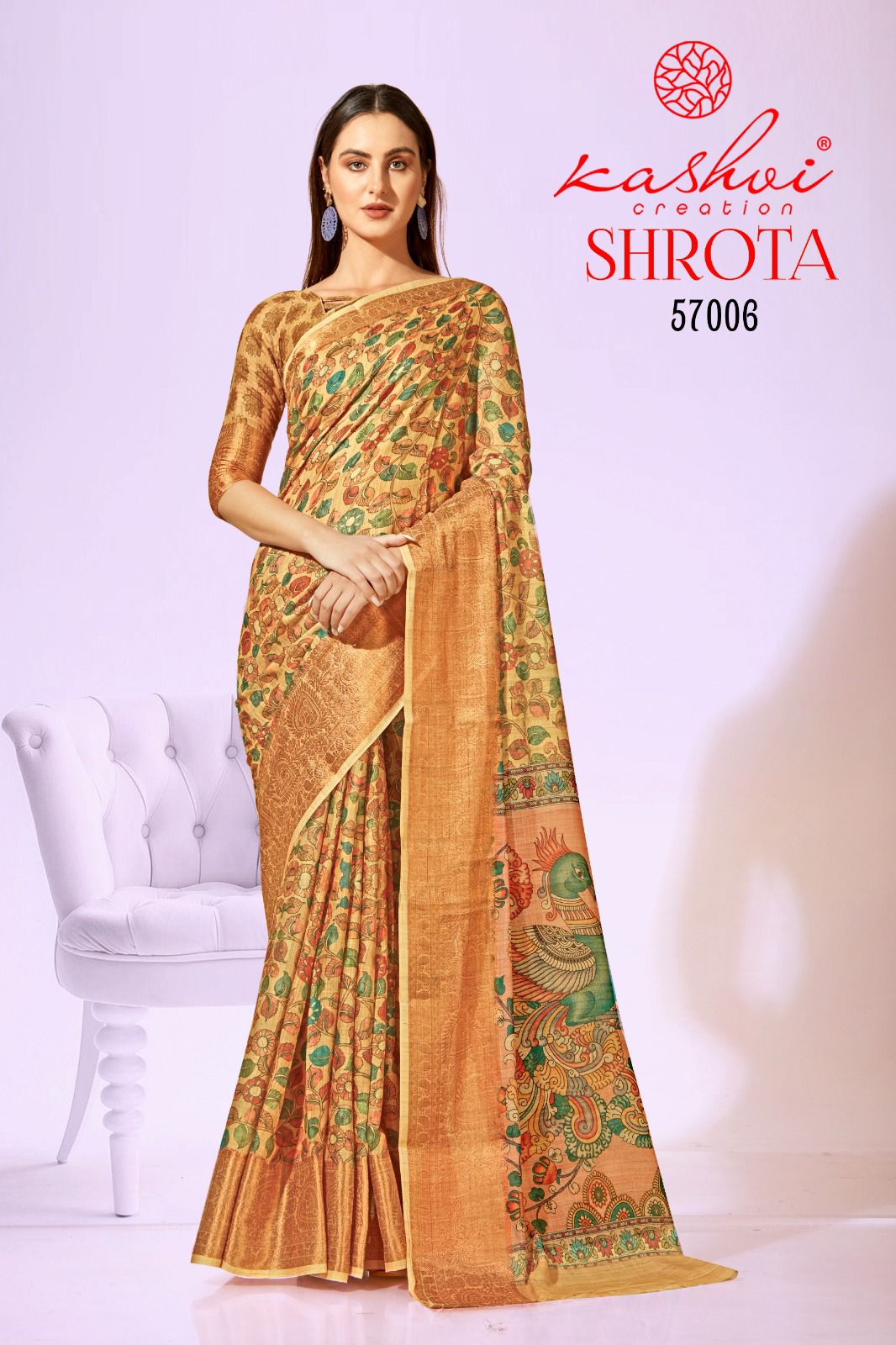 lt kashvi creation shrota linen silk exclusives print saree catalog