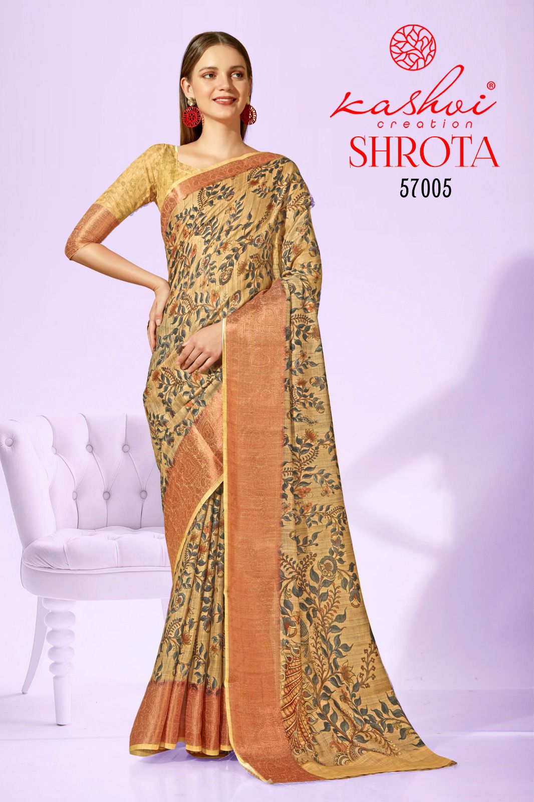 lt kashvi creation shrota linen silk exclusives print saree catalog