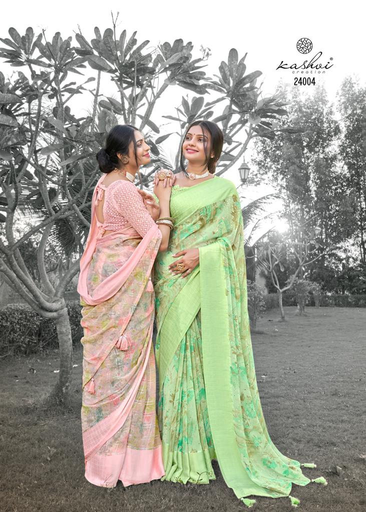 lt sarees kashvi creation dastoor georgette exclusive print saree catalog