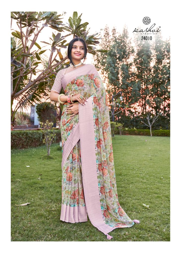 lt sarees kashvi creation dastoor georgette exclusive print saree catalog