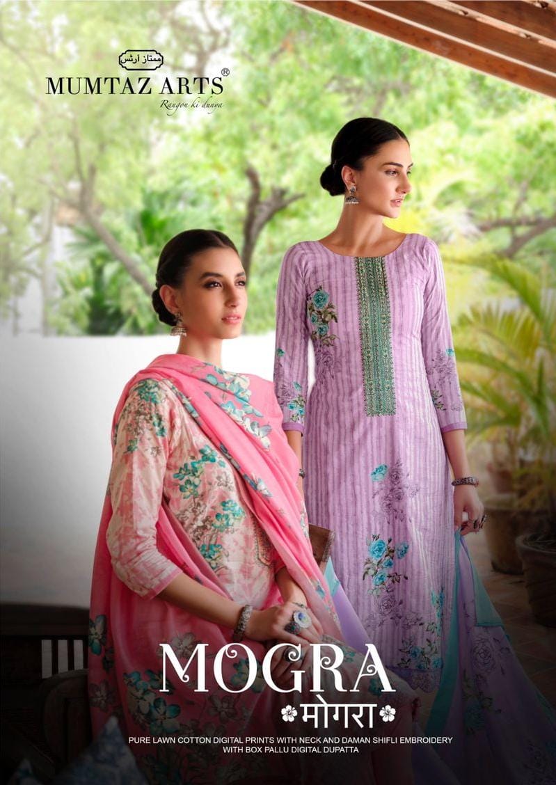 mumtaz art rango ki duniya mogra pure lawn cotton exclusive print salwar suit catalog