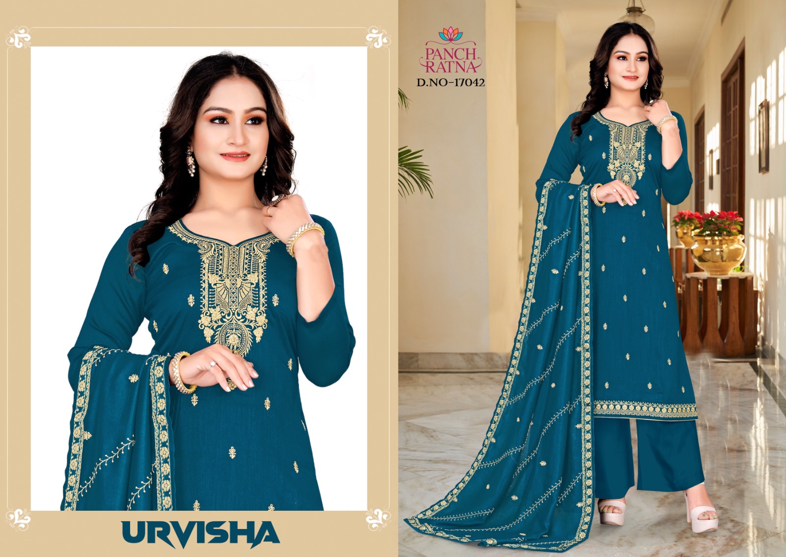 panch ratna urvisha vichitra silk gorgeous look salwar suit catalog