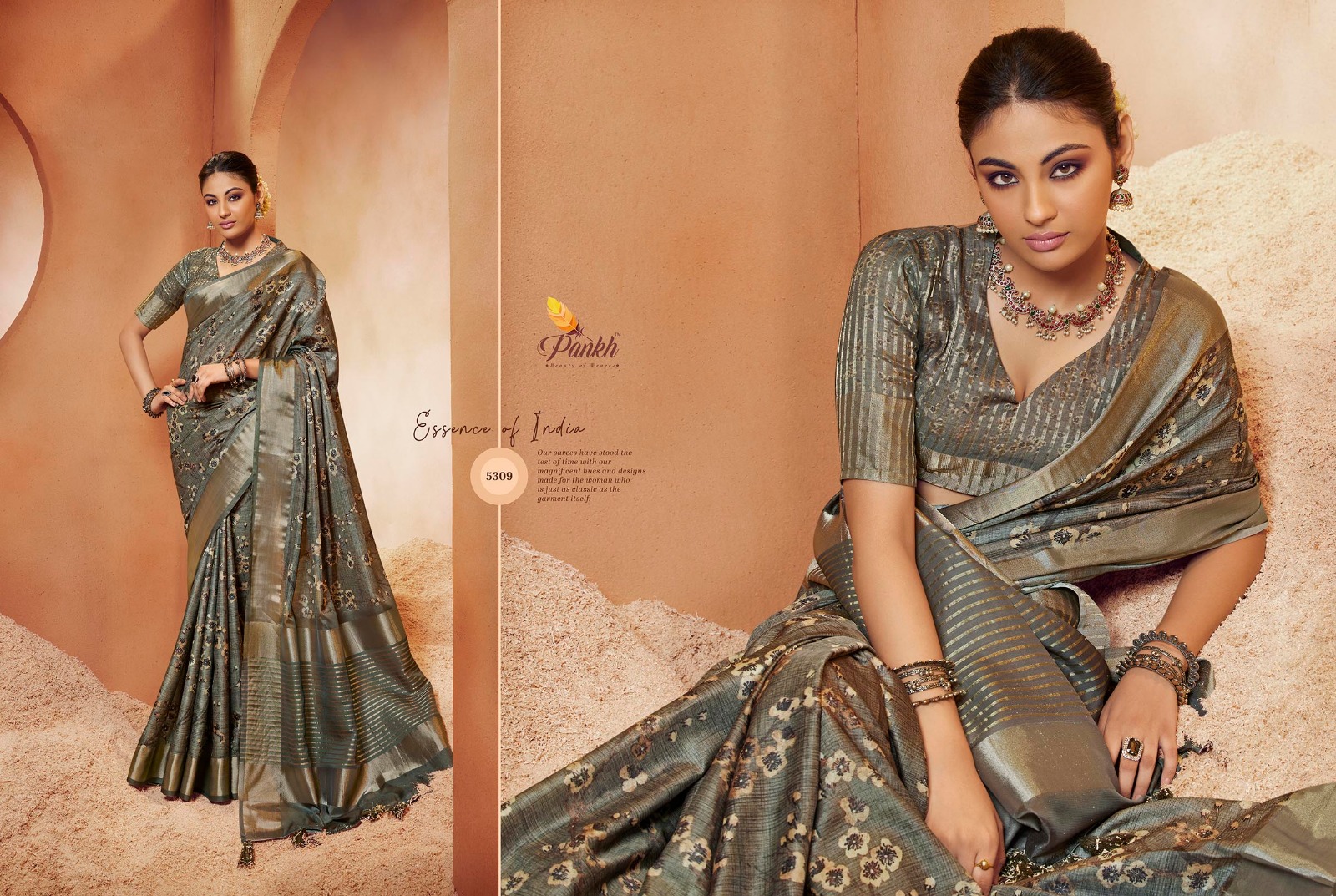 pink lotus pankh chappa vol 5 silk  innovative look saree catalog