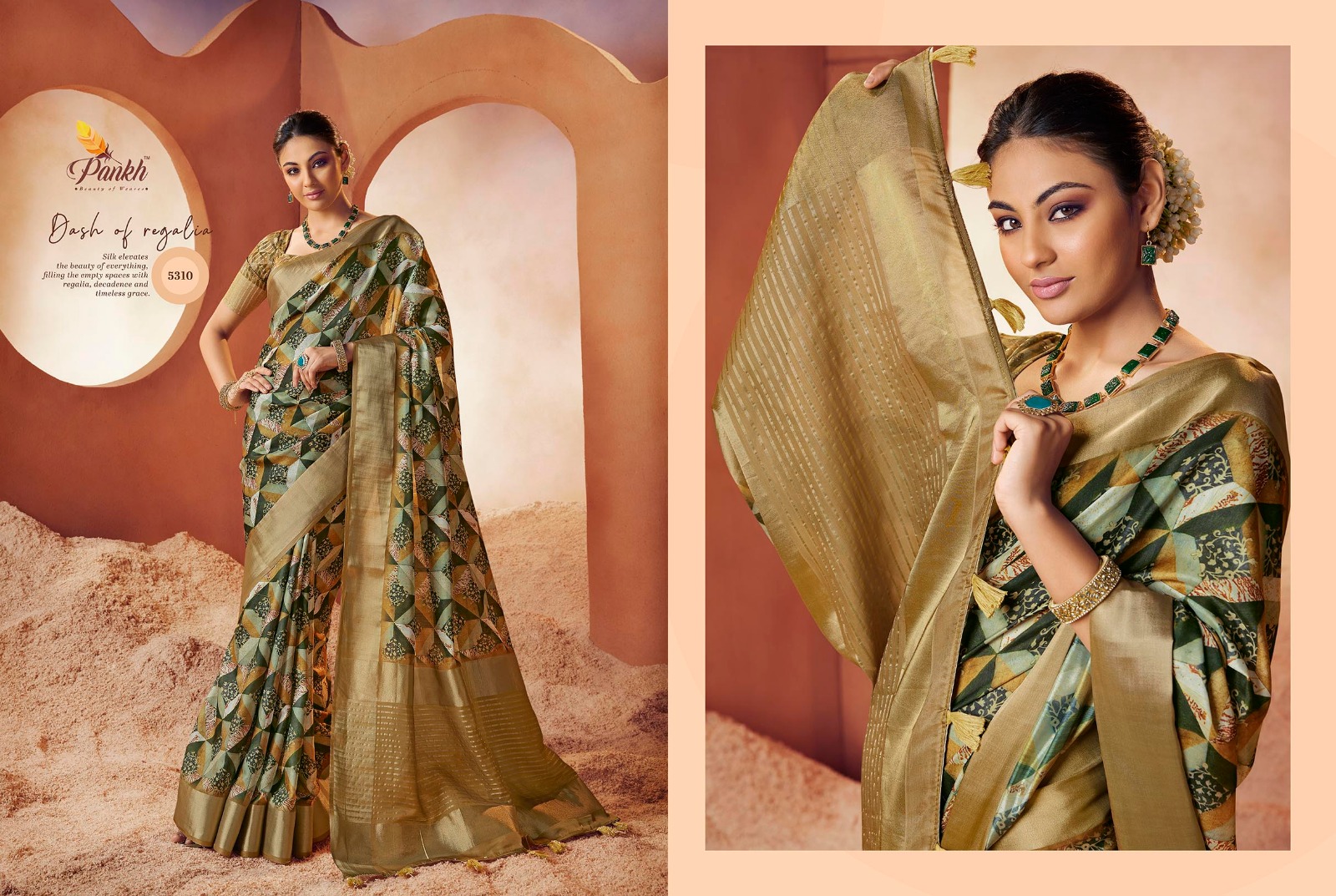 pink lotus pankh chappa vol 5 silk  innovative look saree catalog