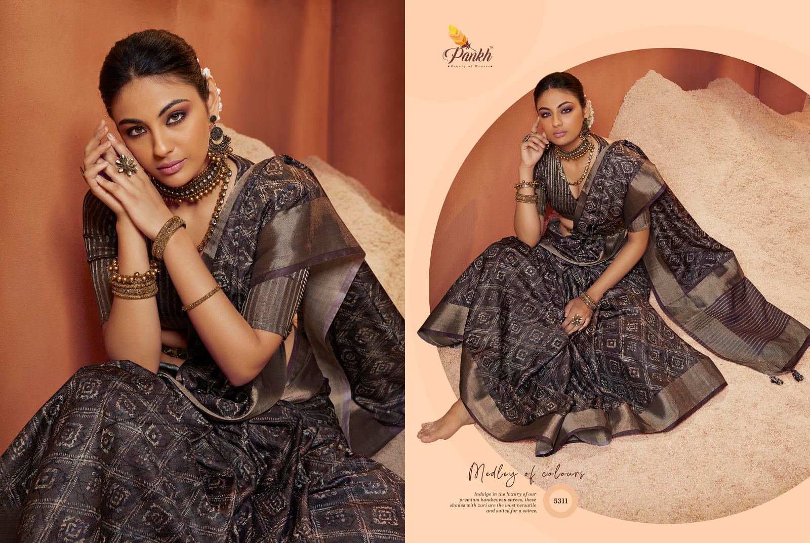 pink lotus pankh chappa vol 5 silk  innovative look saree catalog