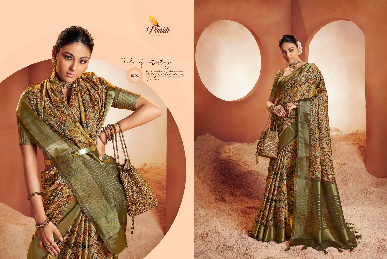 pink lotus pankh chappa vol 5 silk  innovative look saree catalog