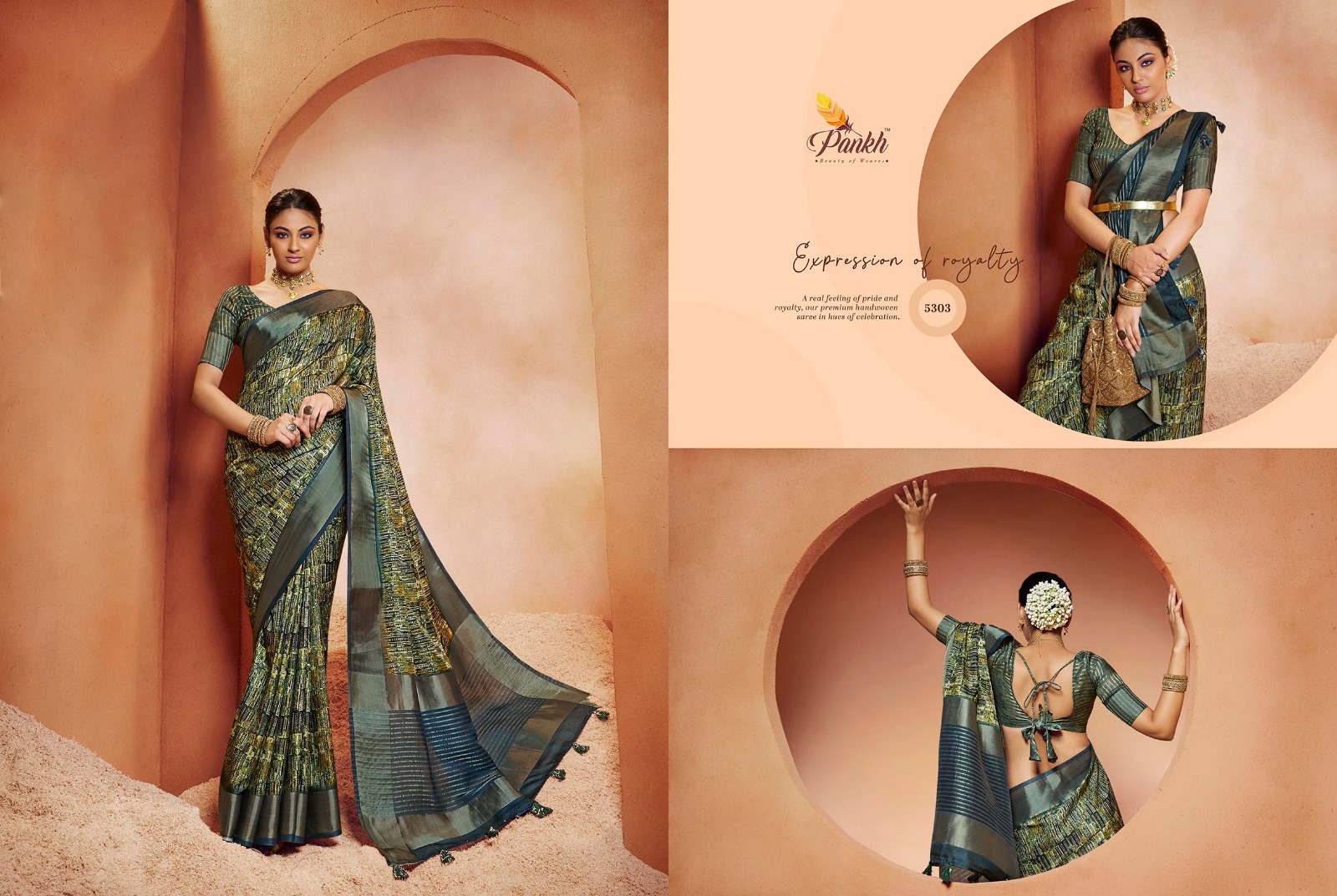 pink lotus pankh chappa vol 5 silk  innovative look saree catalog