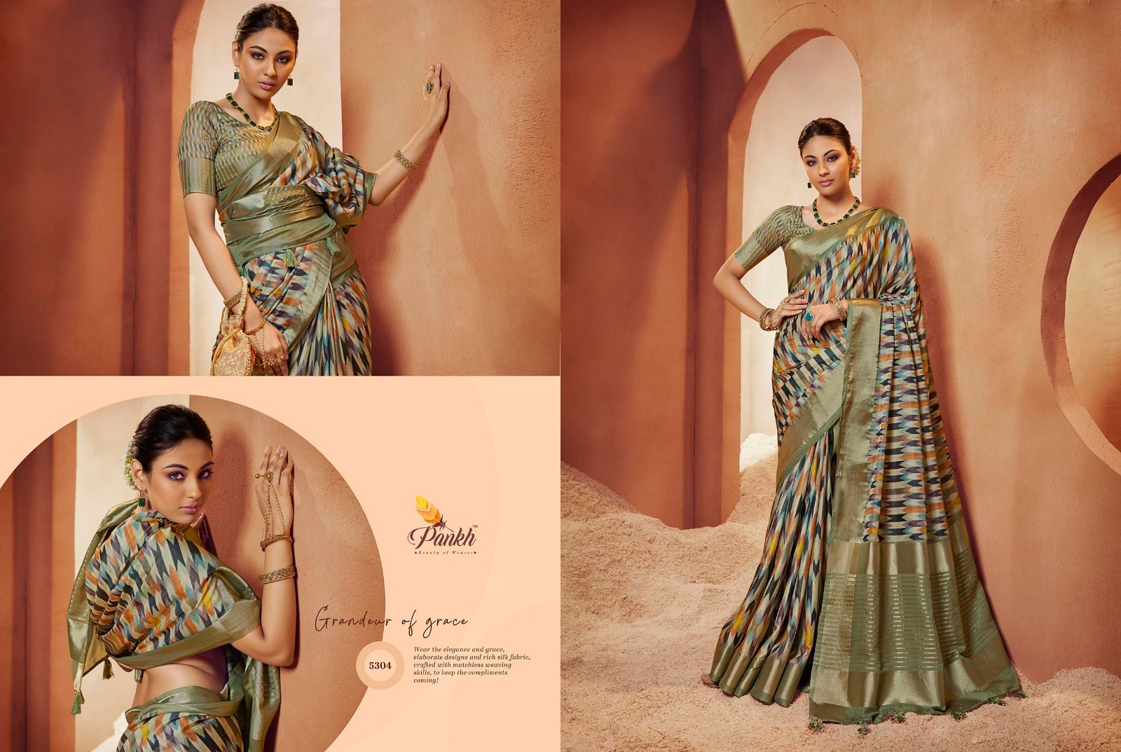 pink lotus pankh chappa vol 5 silk  innovative look saree catalog