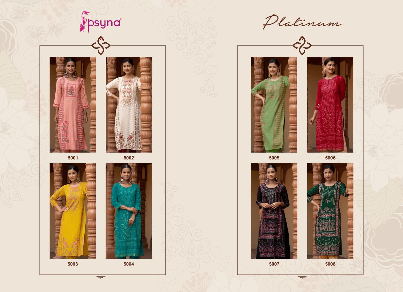 psyna platinum vol 5 rayon catchy look kurti catalog