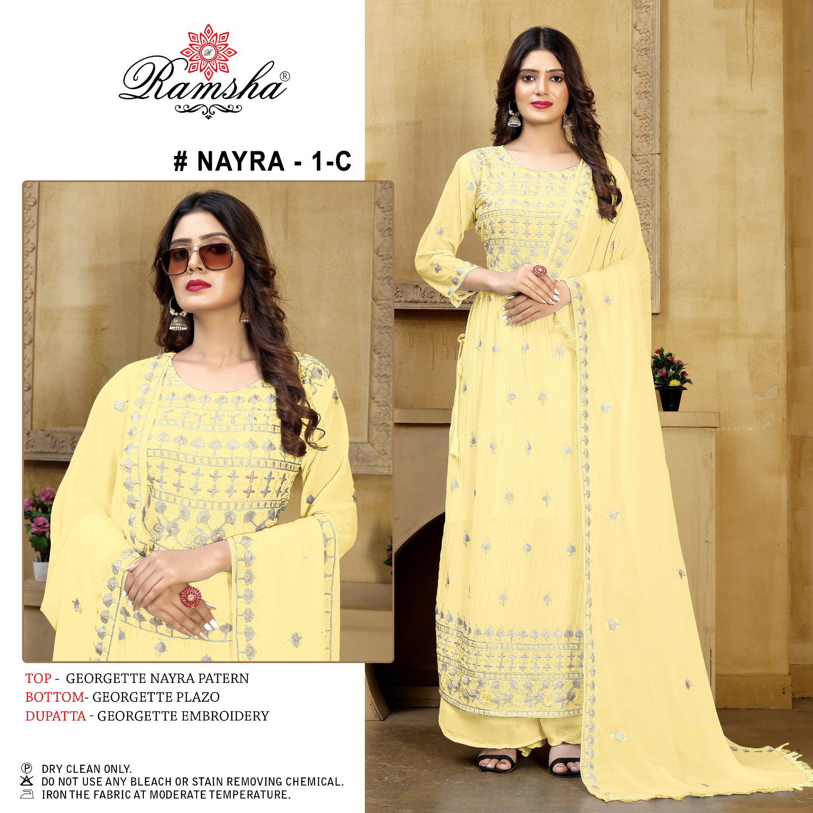 ramsha nayra 1 georgette decent embroidery look salwar suit catalog