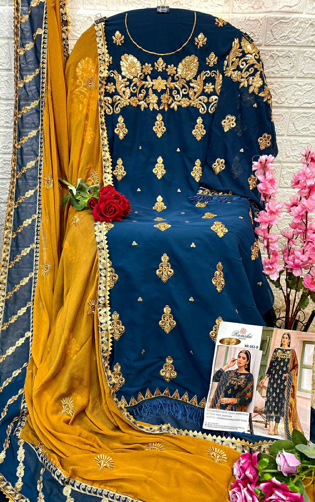 ramsha ramsha r 563nx georgette innovative look salwar suit catalog