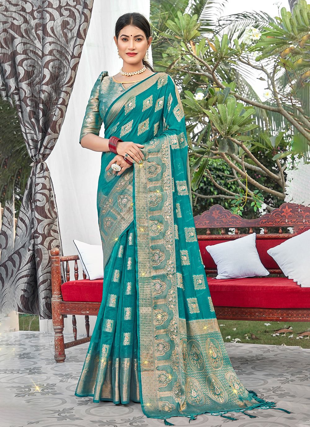 sangam print anamika organza regal look saree catalog