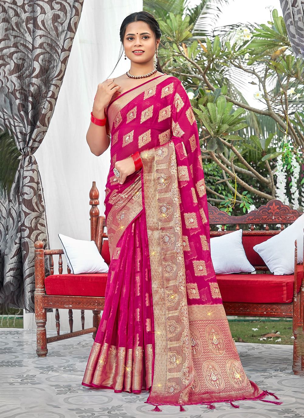 sangam print anamika organza regal look saree catalog