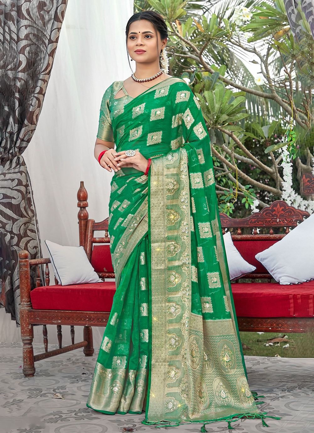 sangam print anamika organza regal look saree catalog