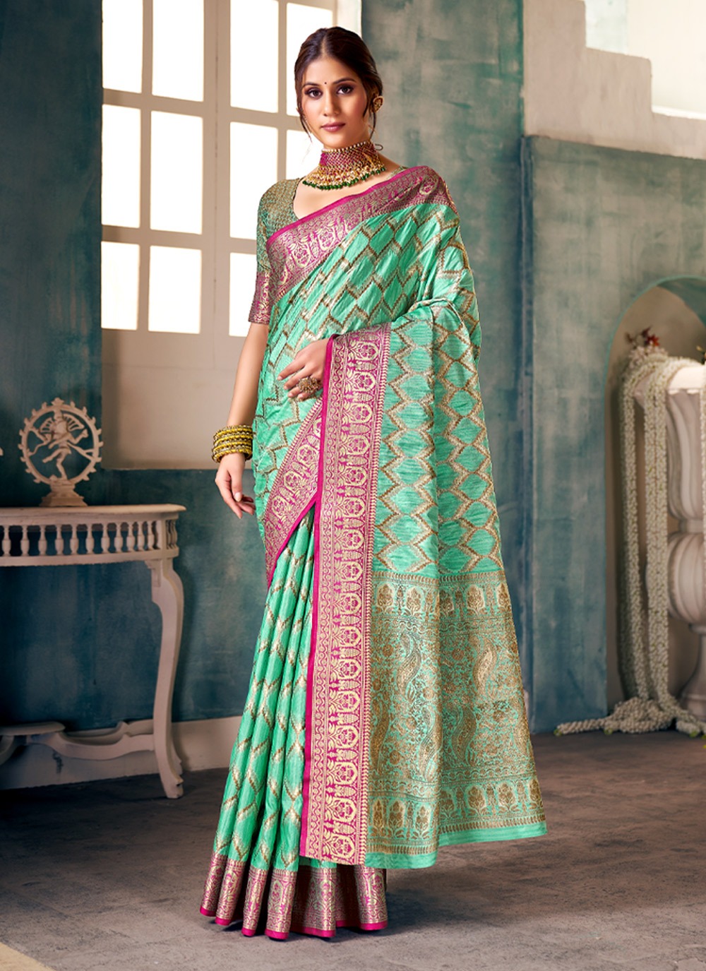 sangam print kaveri silk silk regal look saree catalog