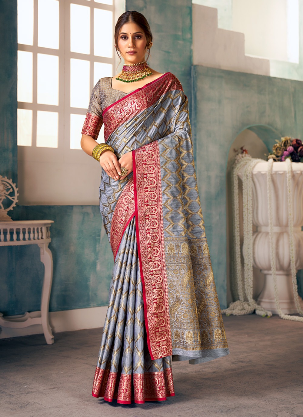 sangam print kaveri silk silk regal look saree catalog