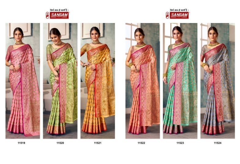 sangam print kaveri silk silk regal look saree catalog