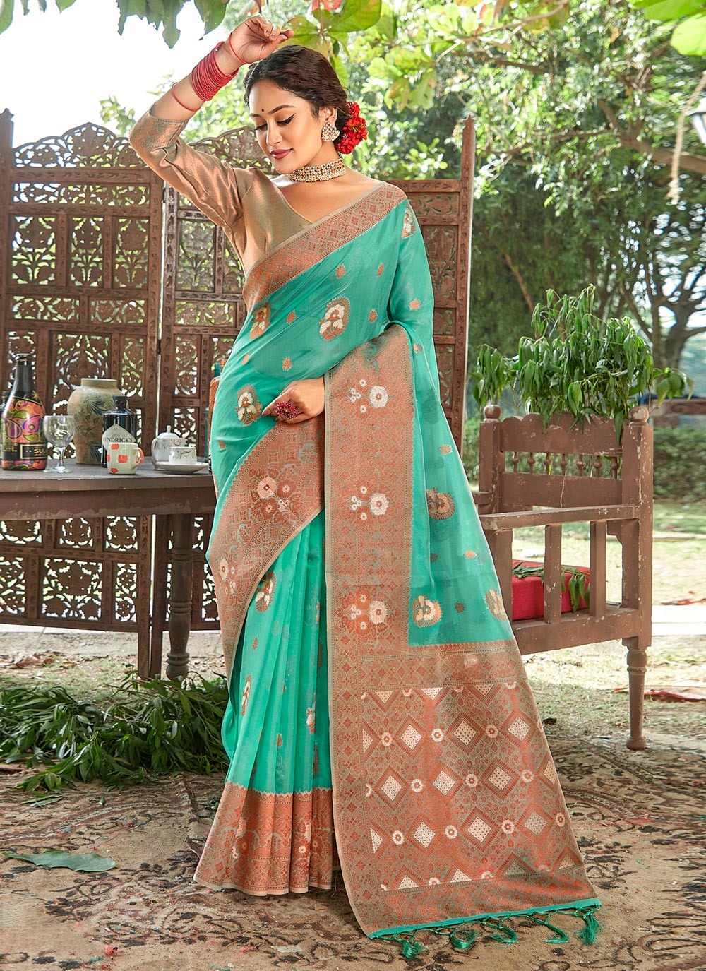 sangam print mahotsav organza catchy look saree catalog