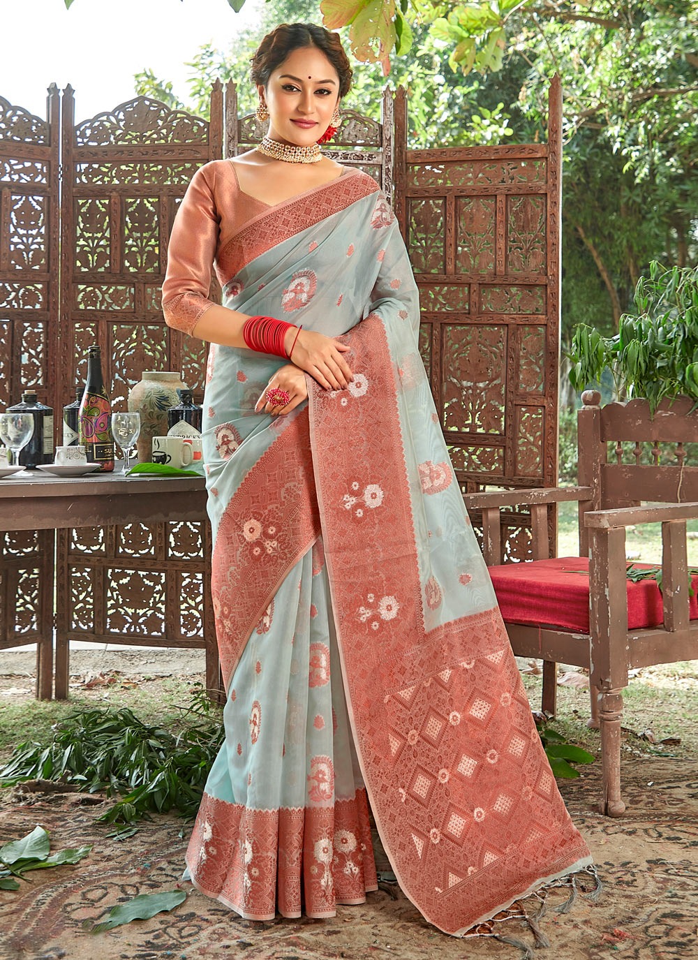 sangam print mahotsav organza catchy look saree catalog