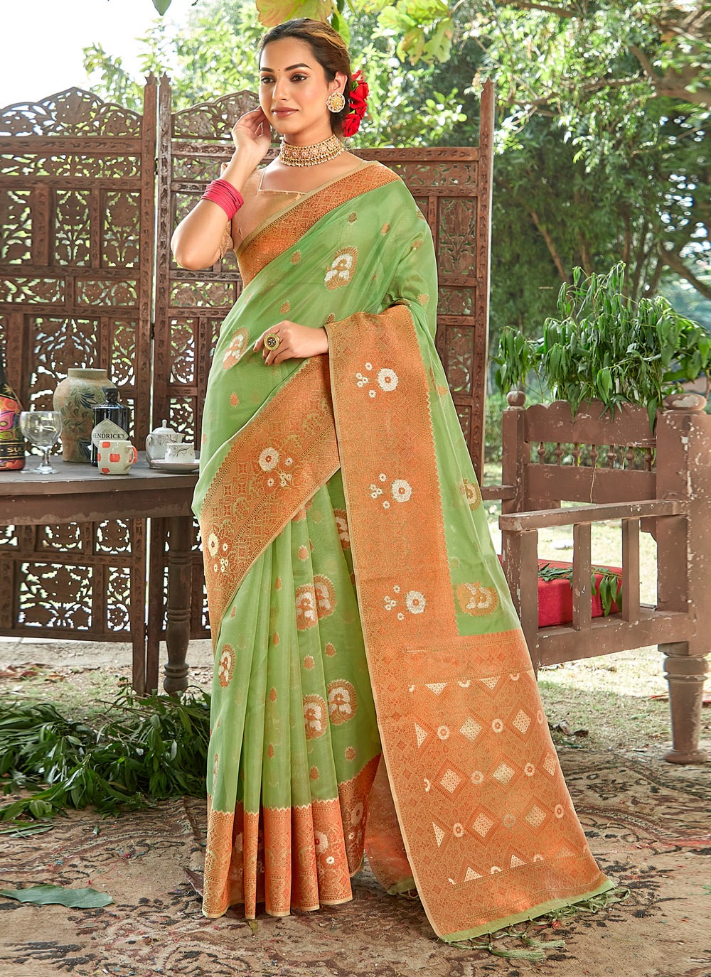 sangam print mahotsav organza catchy look saree catalog